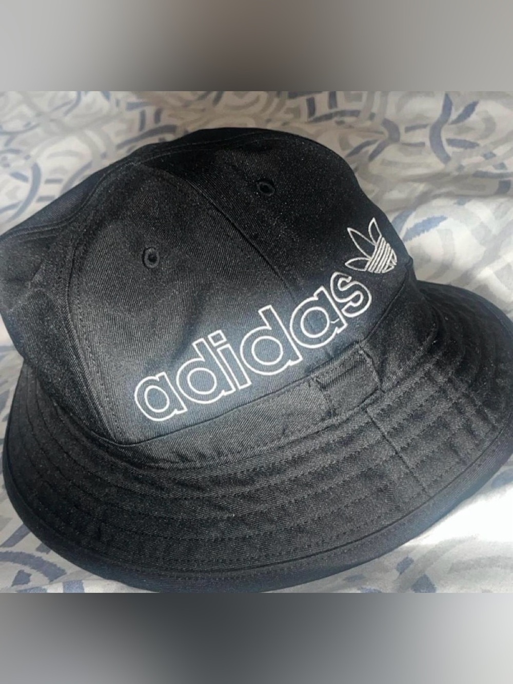adidas Black Bucket Hat with White Trefoil Logo